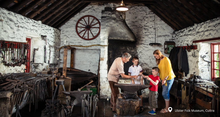 A family enjoying the Ulster Folk Museum, Cultra near Holywood